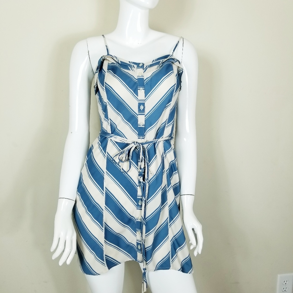 UO Kimchi Blue Chevron Ruffle Button Front Dress